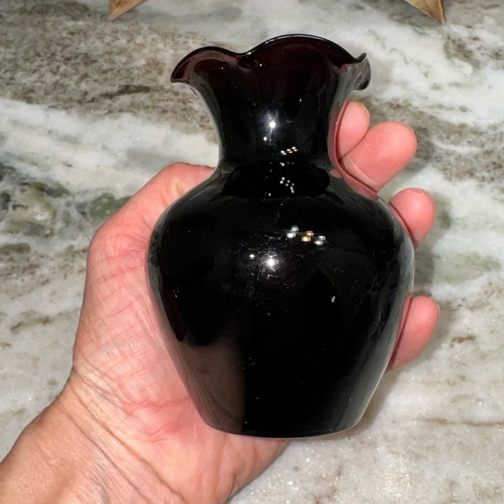 Vintage Amythest Purple and Cranberry Small Vanity Vases